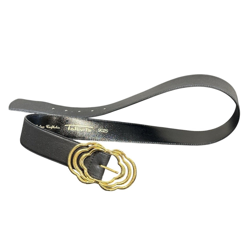 Vintage‎ Talbots 9025 Black Italian Calfskin Leather Belt Women's Large L READ